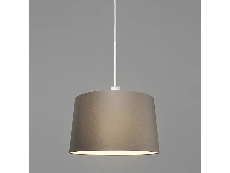 Suspension moderne blanche avec abat-jour 45 cm taupe - Combi 1