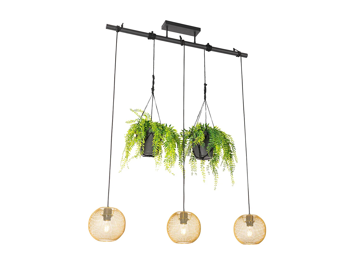 Suspension industrielle dorée 3 lumières - Flor