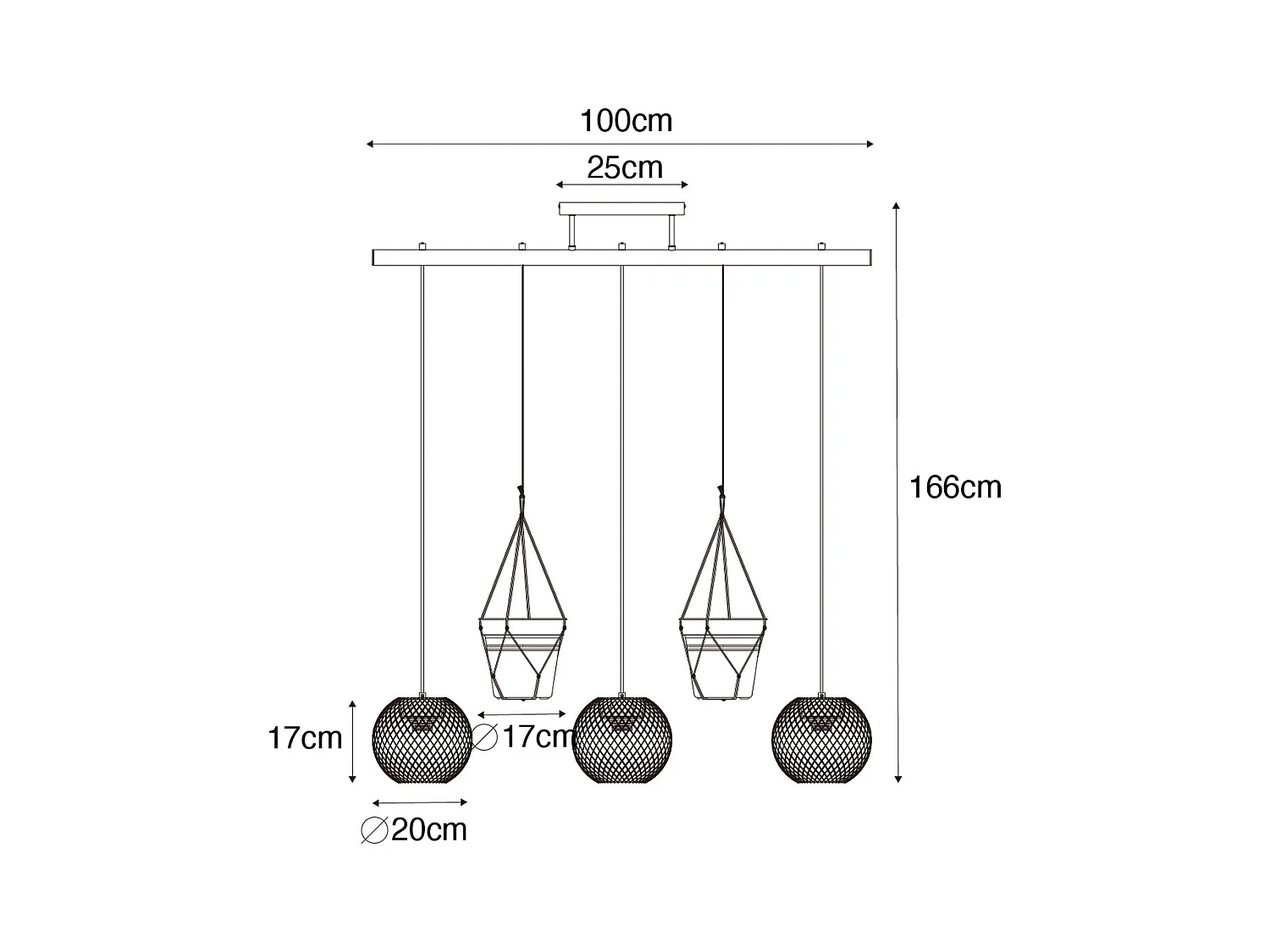 Suspension industrielle dorée 3 lumières - Flor