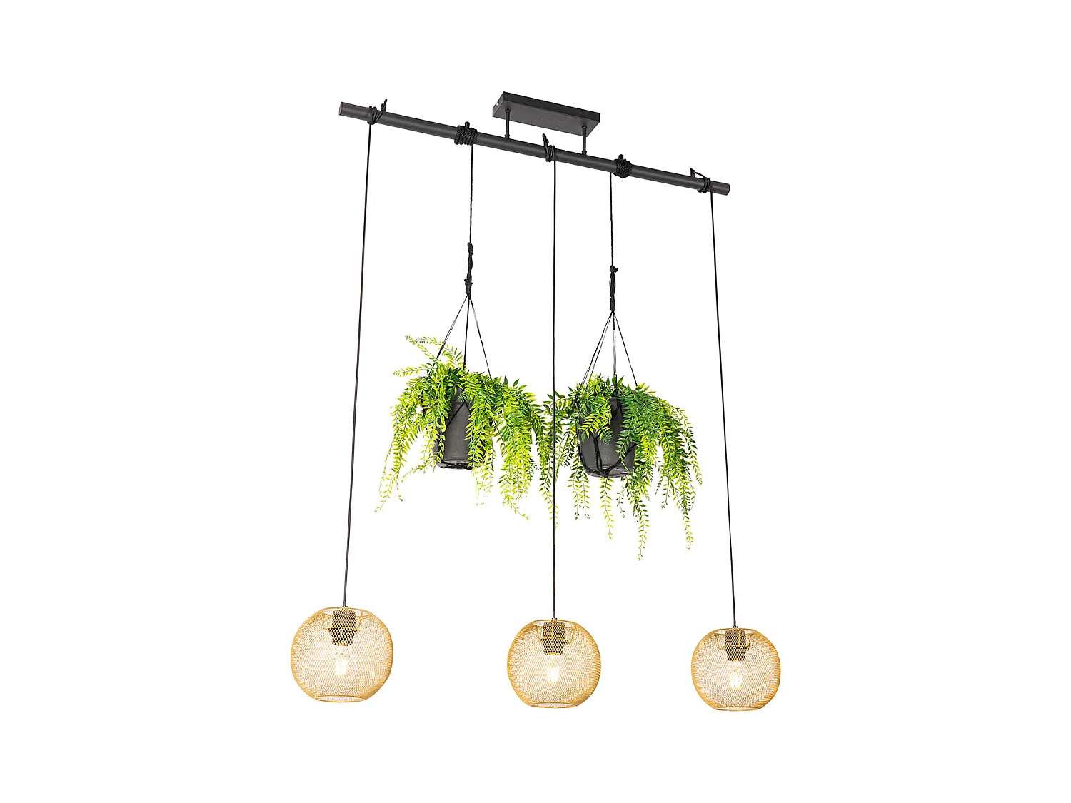 Suspension industrielle dorée 3 lumières - Flor