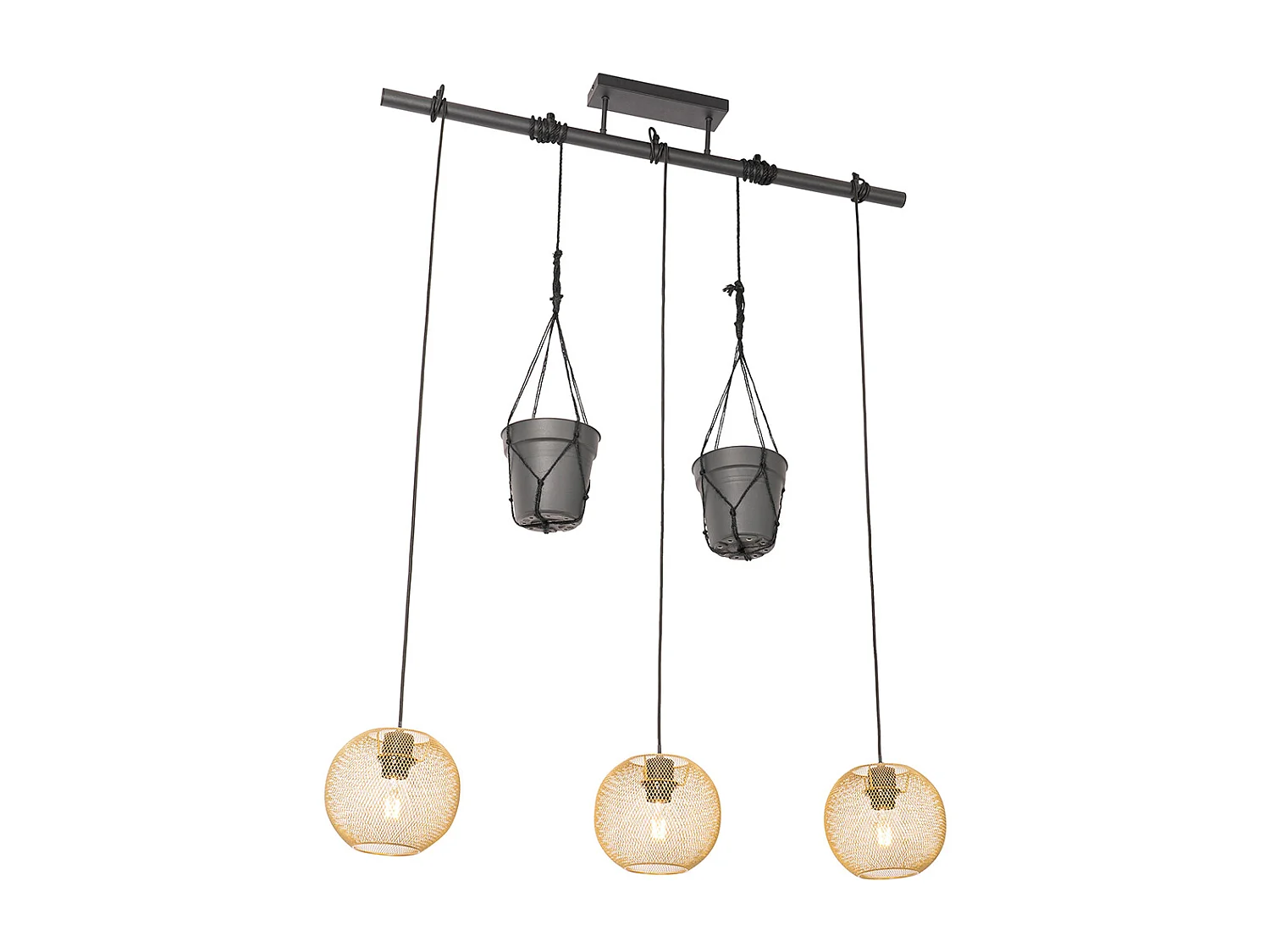 Suspension industrielle dorée 3 lumières - Flor