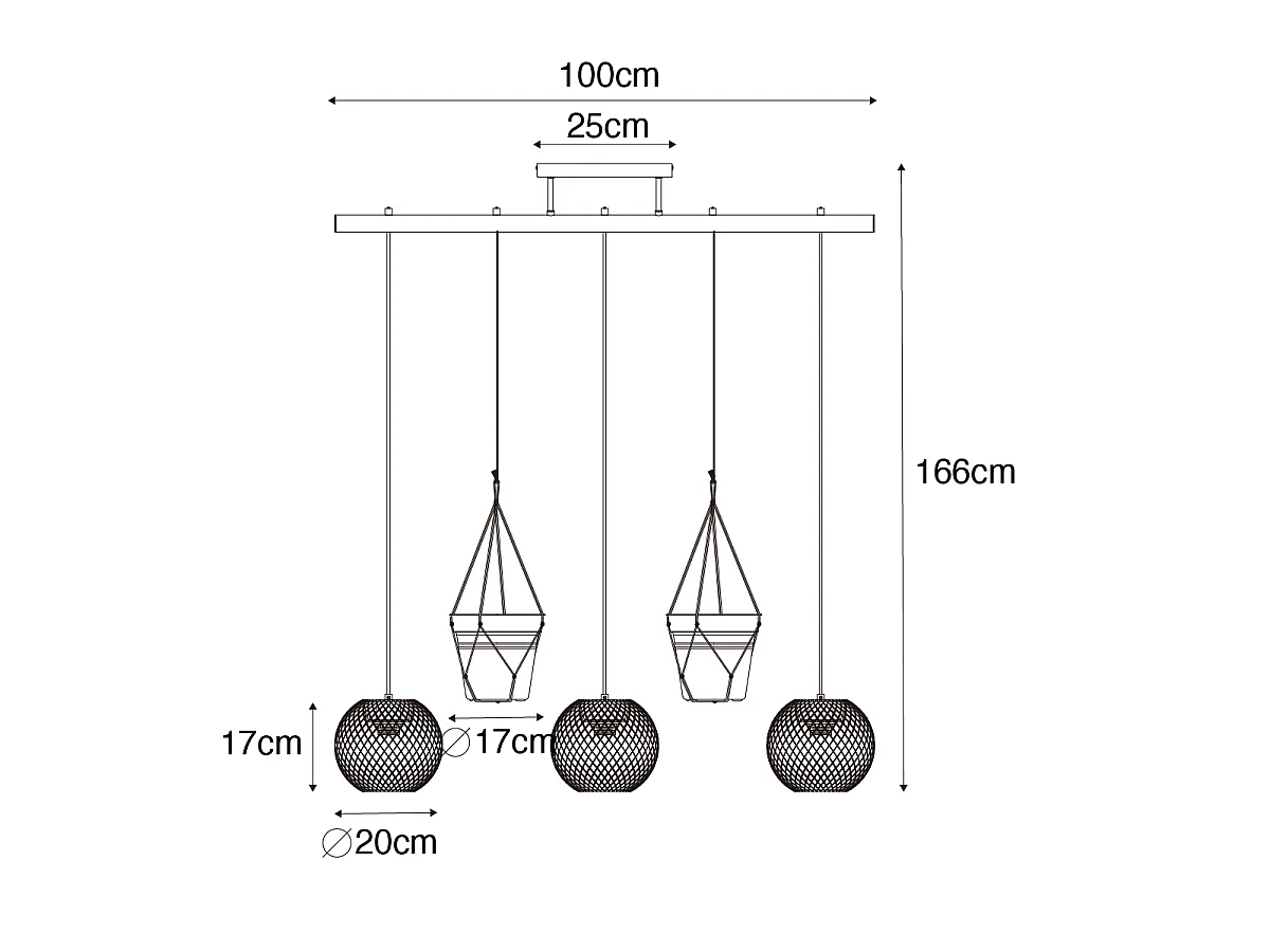 Suspension industrielle dorée 3 lumières - Flor