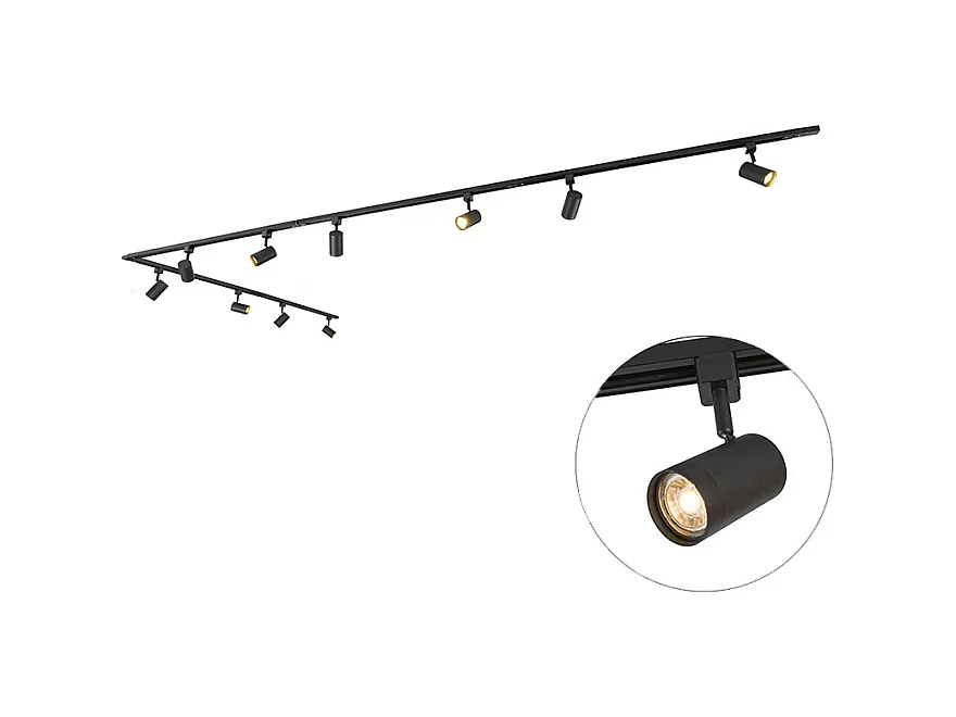 Système sur rail intelligent noir monophasé 10 lumières avec Wifi GU10 - Jeana