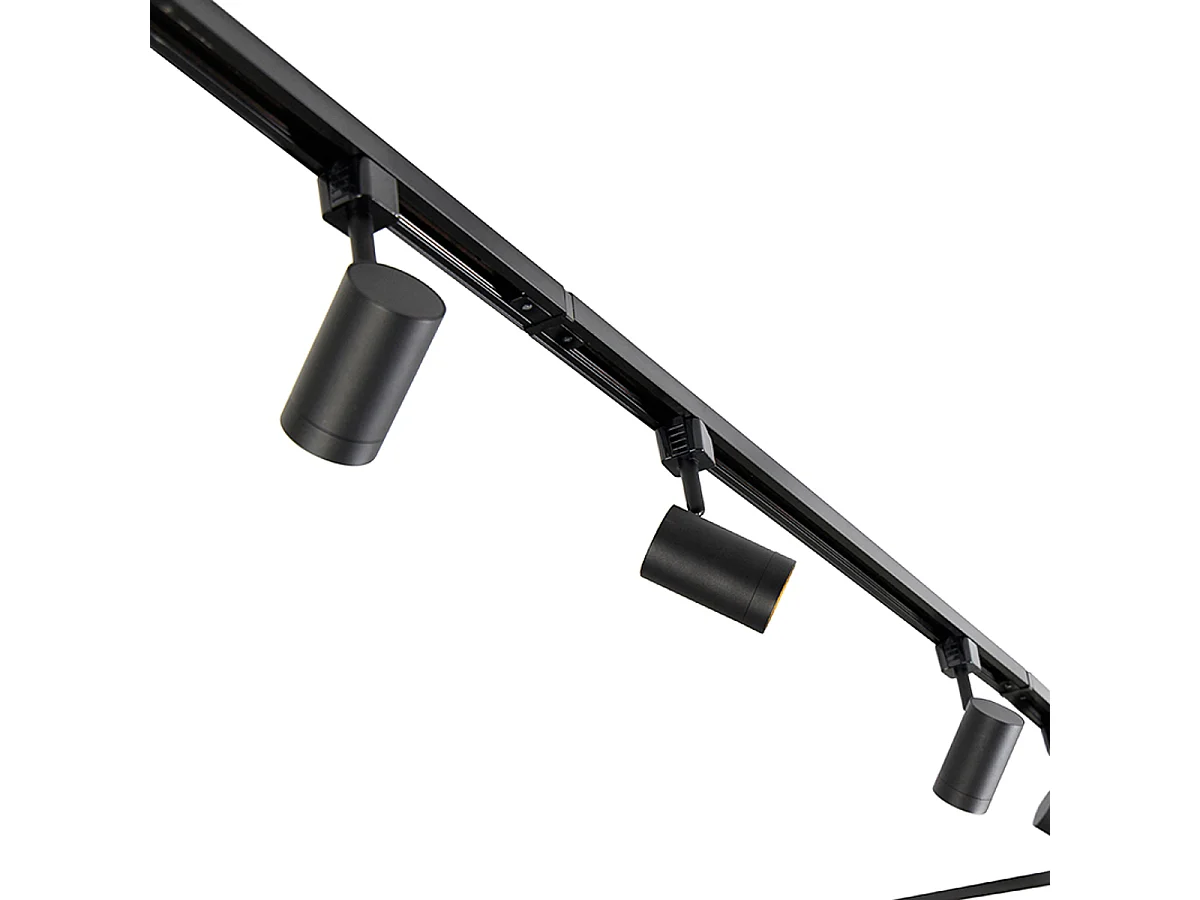 Système de rails d'éclairage intelligent noir monophasé à 10 lumières avec WiFi GU10 - Iconic Jeana