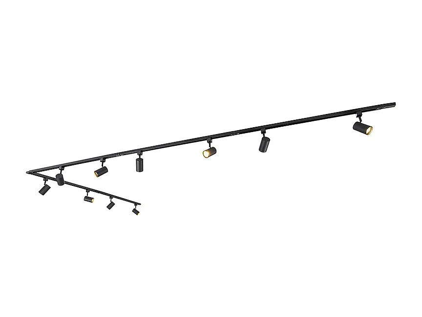 Système de rails d'éclairage intelligent noir monophasé à 10 lumières avec WiFi GU10 - Iconic Jeana