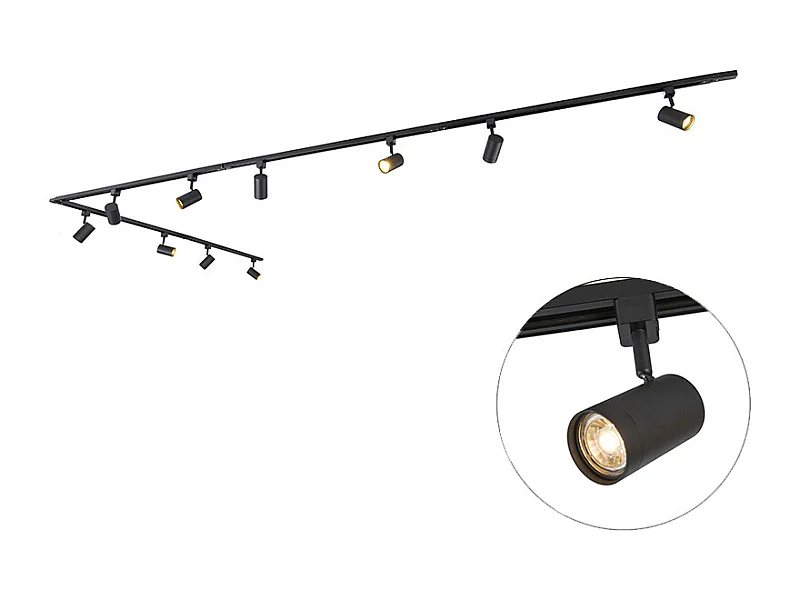 Système sur rail intelligent noir monophasé 10 lumières avec Wifi GU10 - Jeana