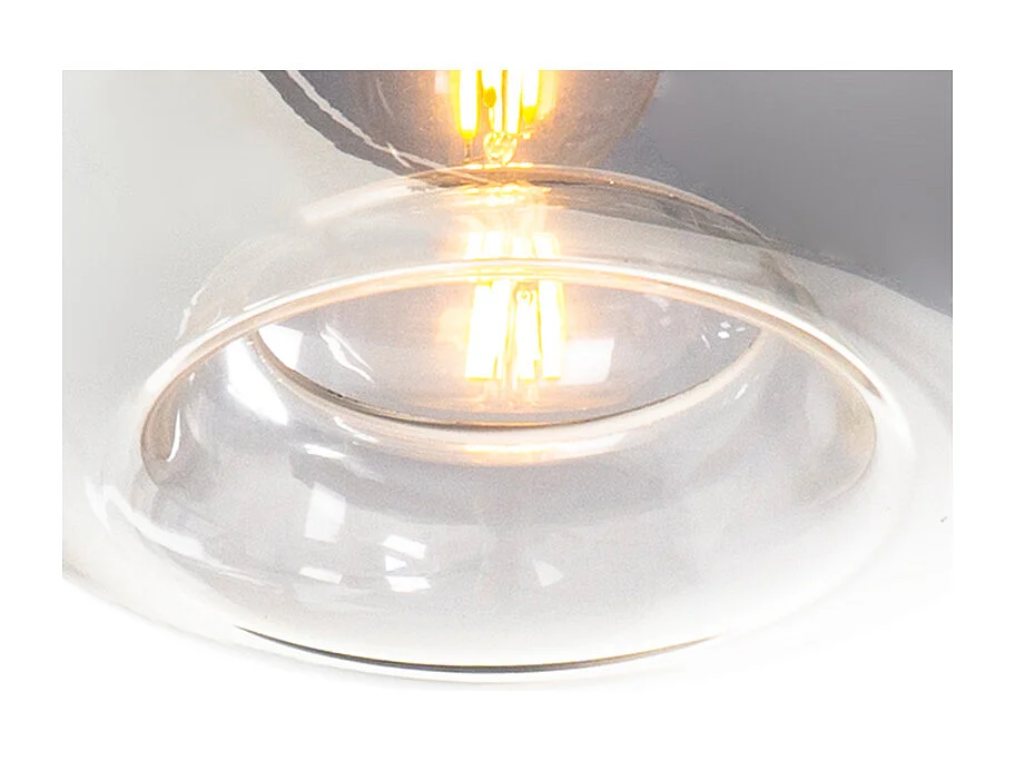 Suspension Art Déco noire 3 lumières avec verre fumé - Busa