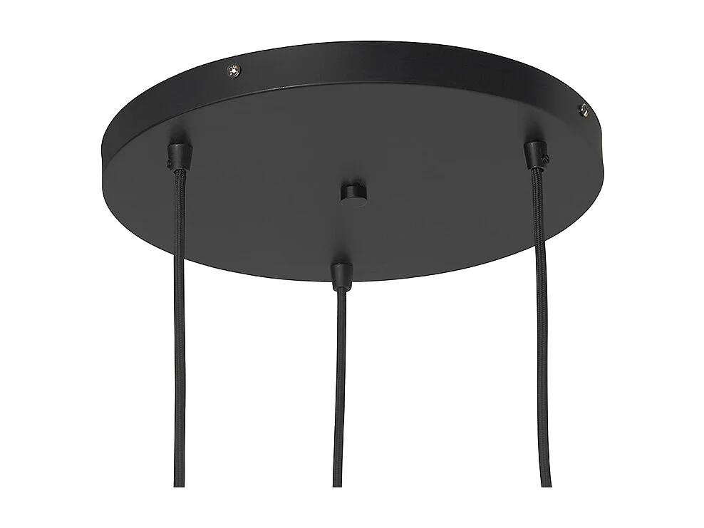 Suspension Art Déco noire 3 lumières avec verre fumé - Busa