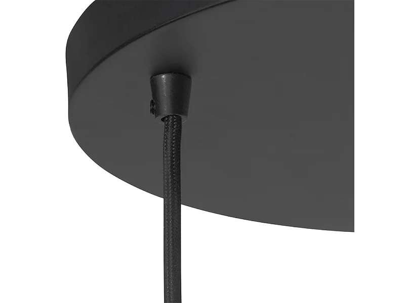 Suspension Art Déco noire avec verre fumé 3 lumières ronde - Busa