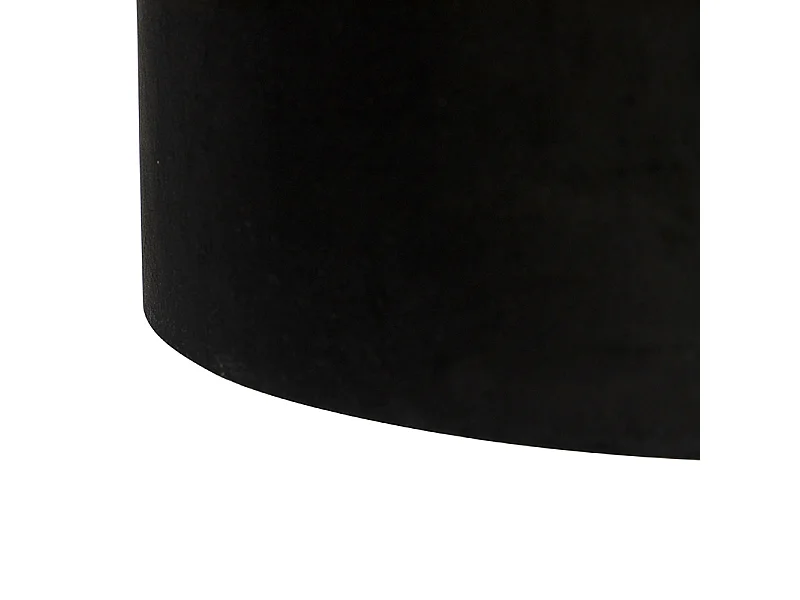 Suspension noire avec abat-jour en velours noir et or 35 cm 2 lumières - Blitz