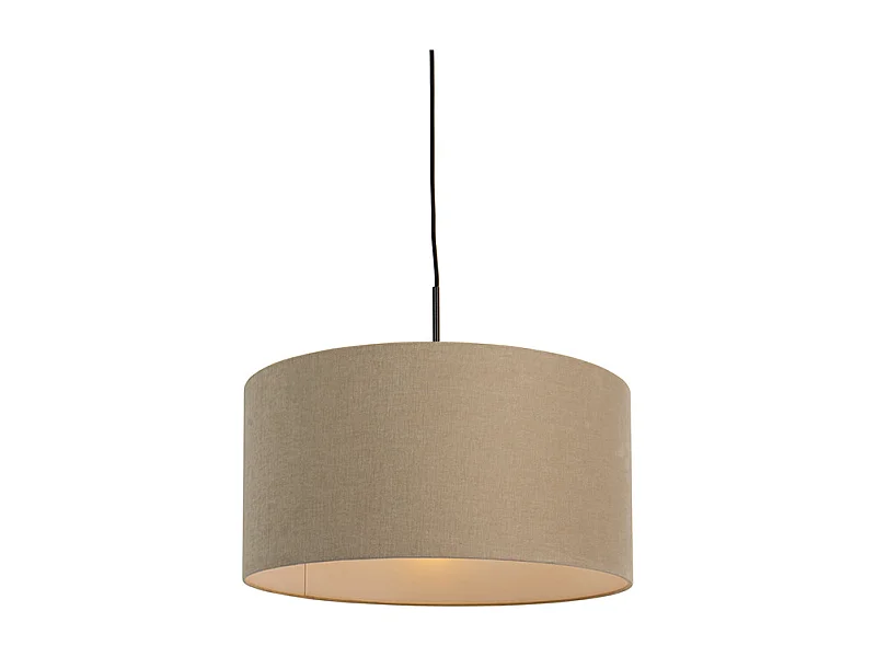 Lampe suspendue Country noire avec abat-jour beige 50 cm - Combi 1