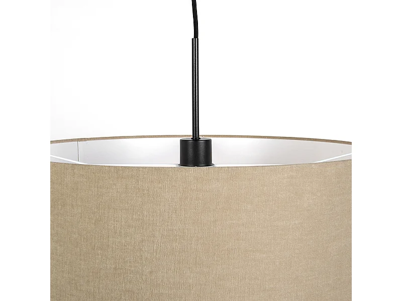 Suspension rustique noire avec abat-jour beige 50 cm - Combi