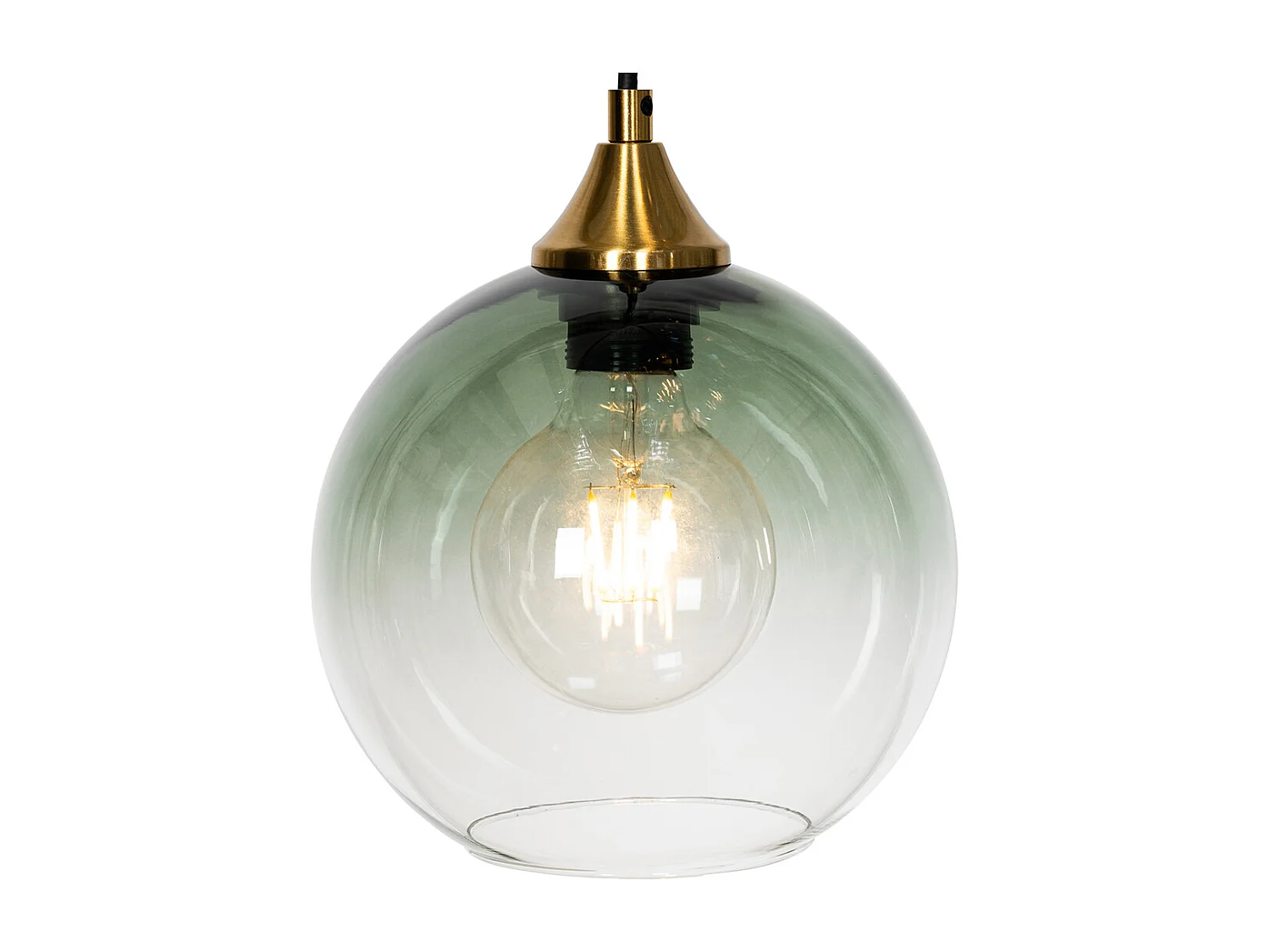 Lampe à suspension Art Déco en laiton et verre bleu ronde 7 lumières - Sandra