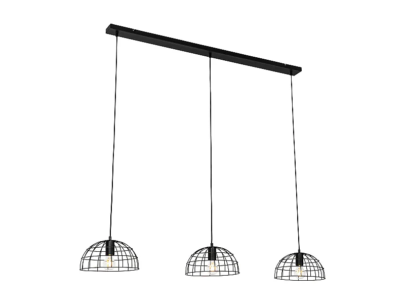 Lampe à suspension industrielle noire 3 lumières - Hanze