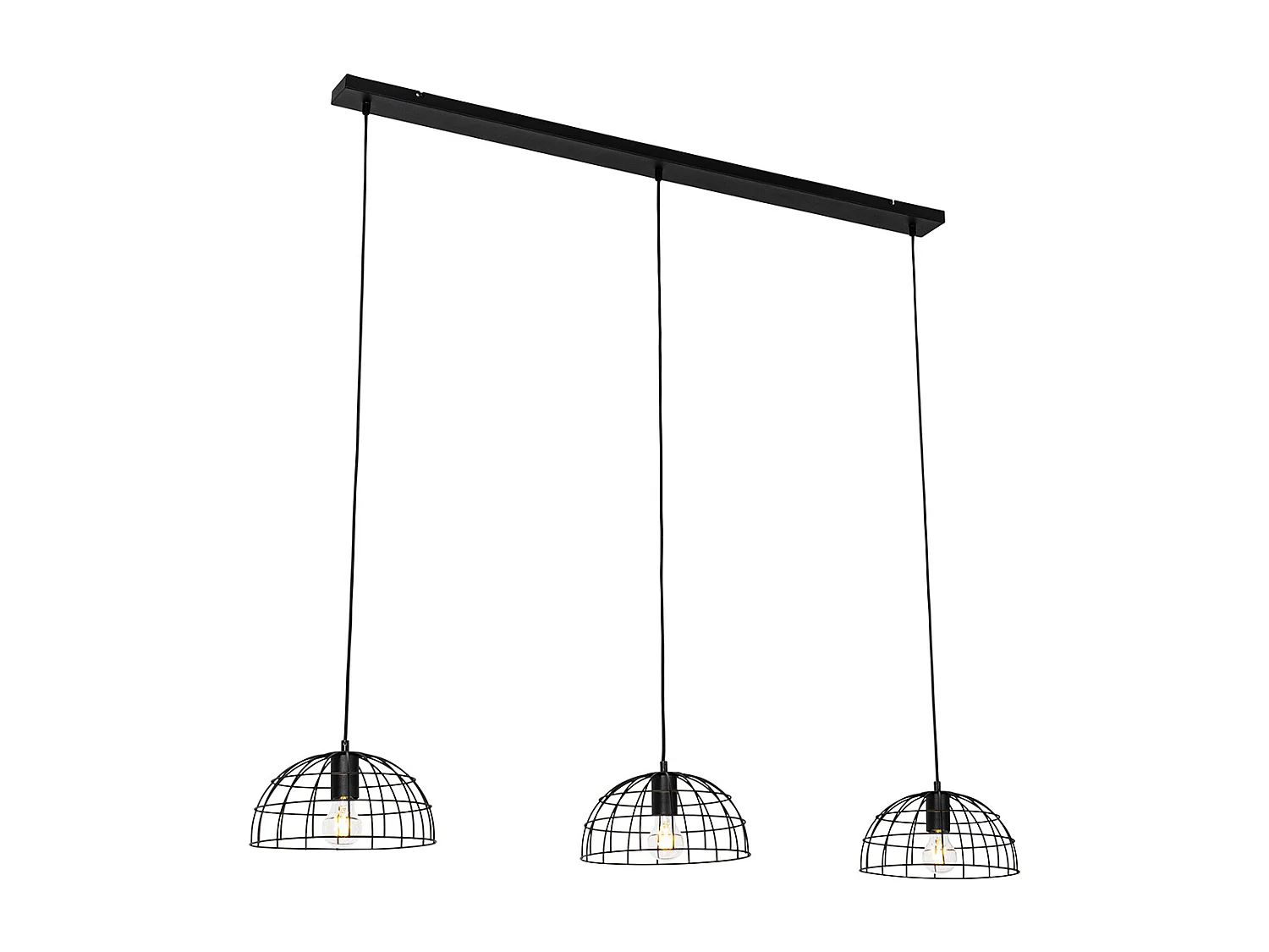 Lampe à suspension industrielle noire 3 lumières - Hanze