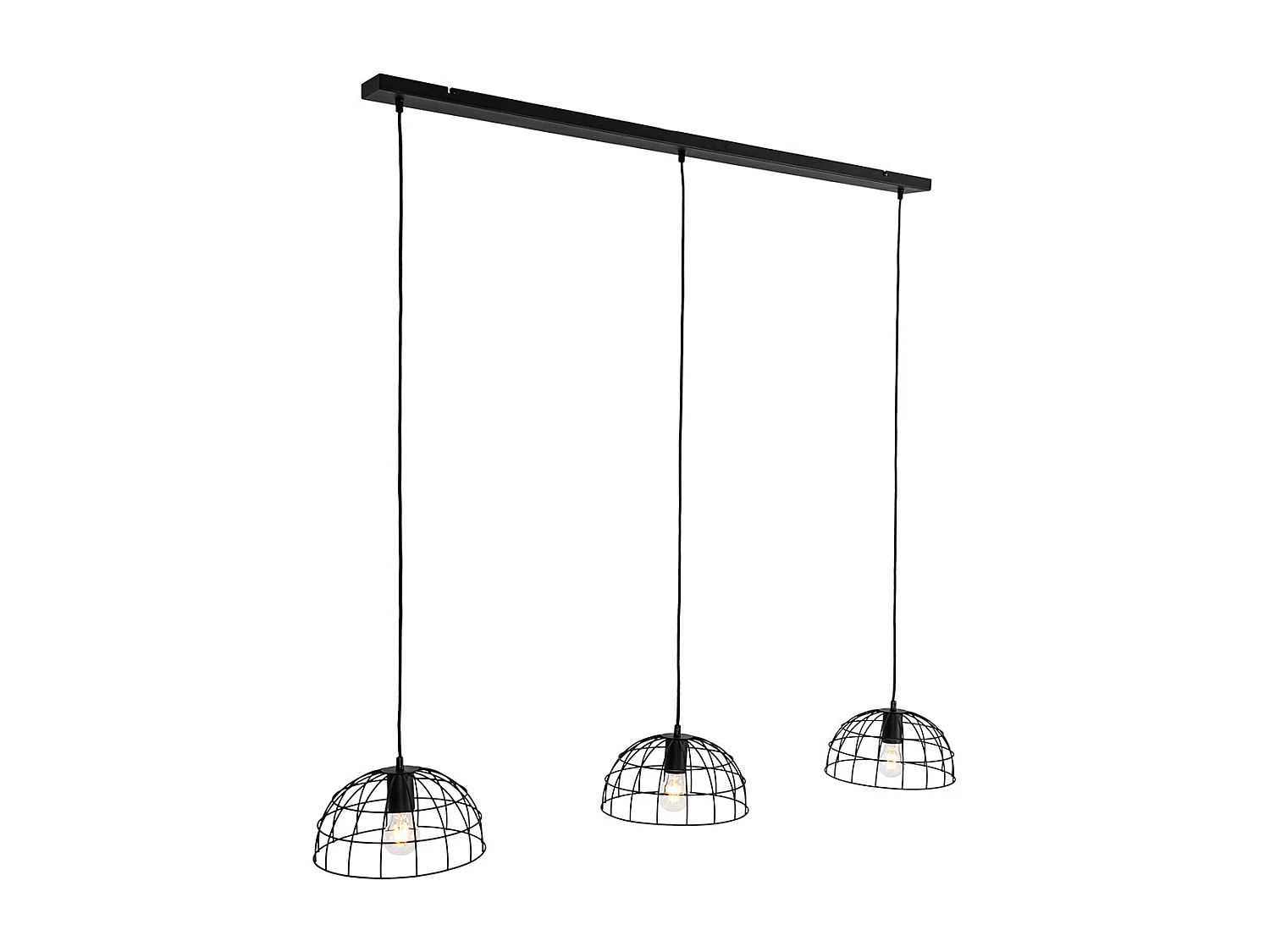 Lampe à suspension industrielle noire 3 lumières - Hanze