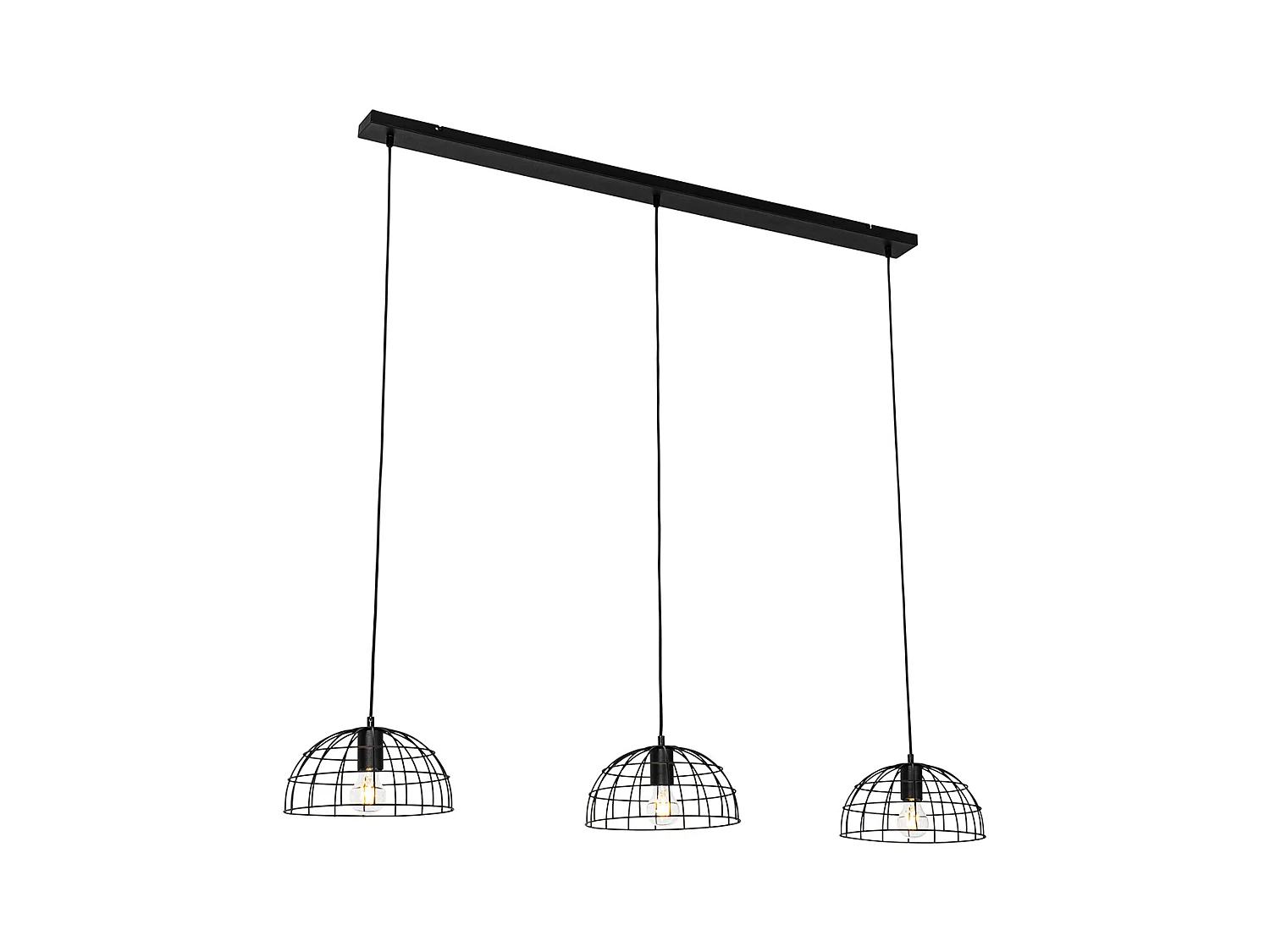 Lampe à suspension industrielle noire 3 lumières - Hanze
