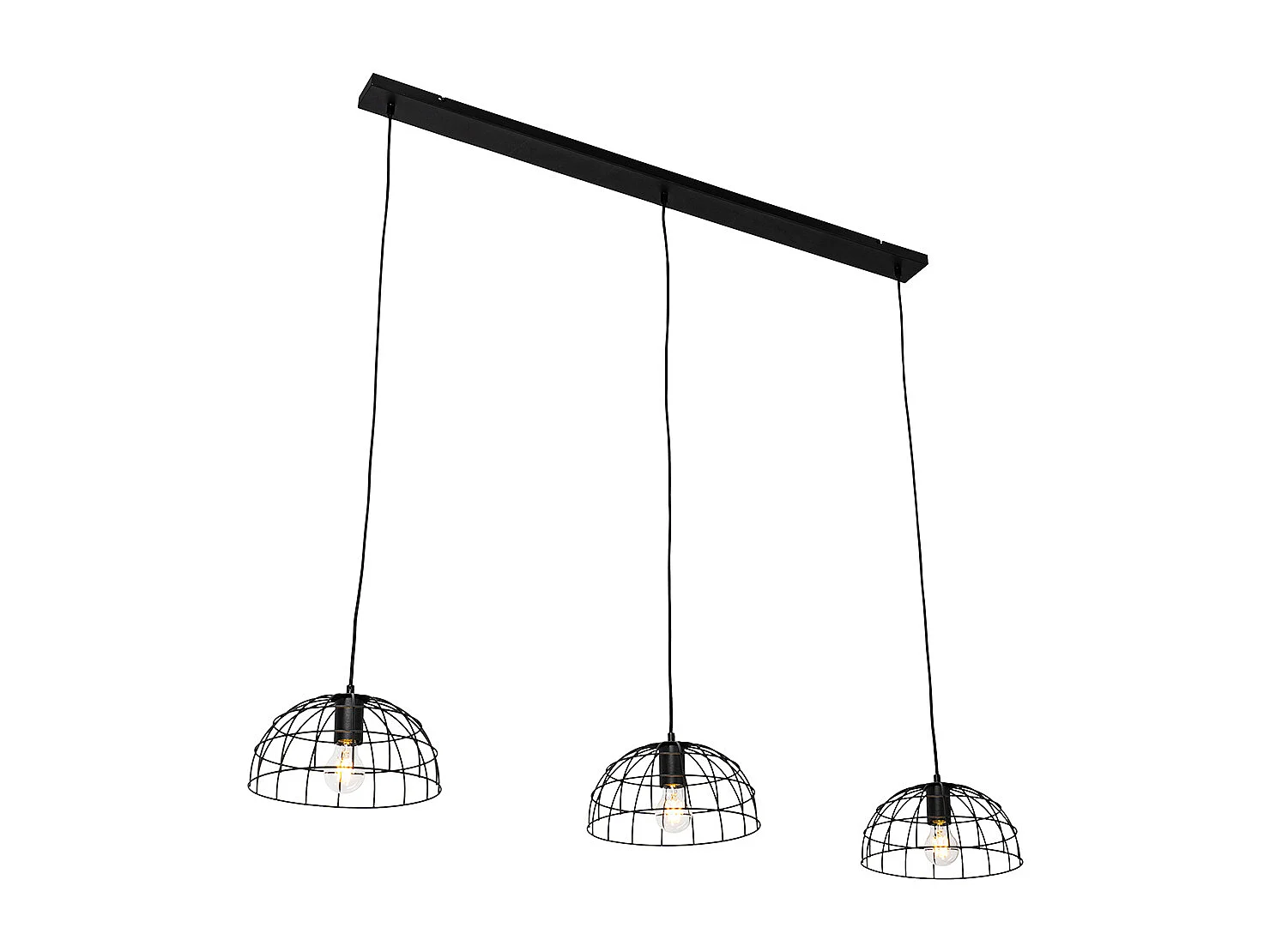 Suspension industrielle noire 3 lumières - Hanze
