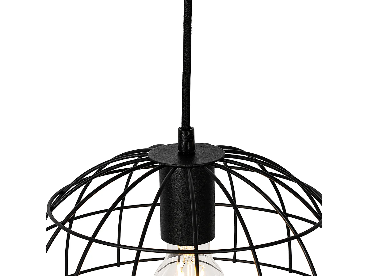 Suspension industrielle noire 3 lumières - Hanze