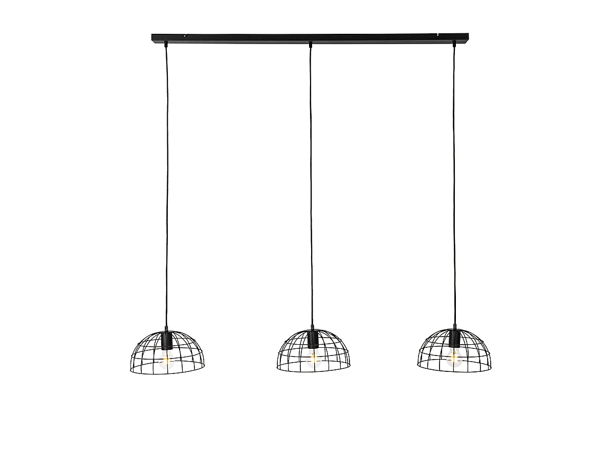 Suspension industrielle noire 3 lumières - Hanze