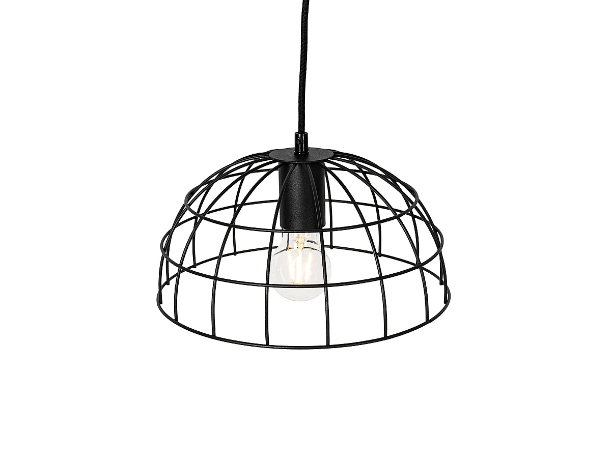 Suspension industrielle noire 3 lumières - Hanze