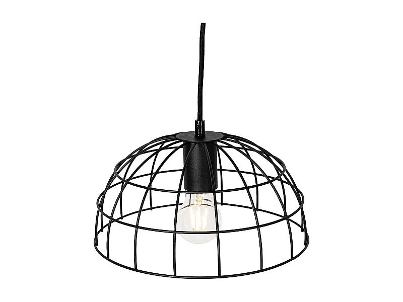 Suspension industrielle noire 3 lumières - Hanze