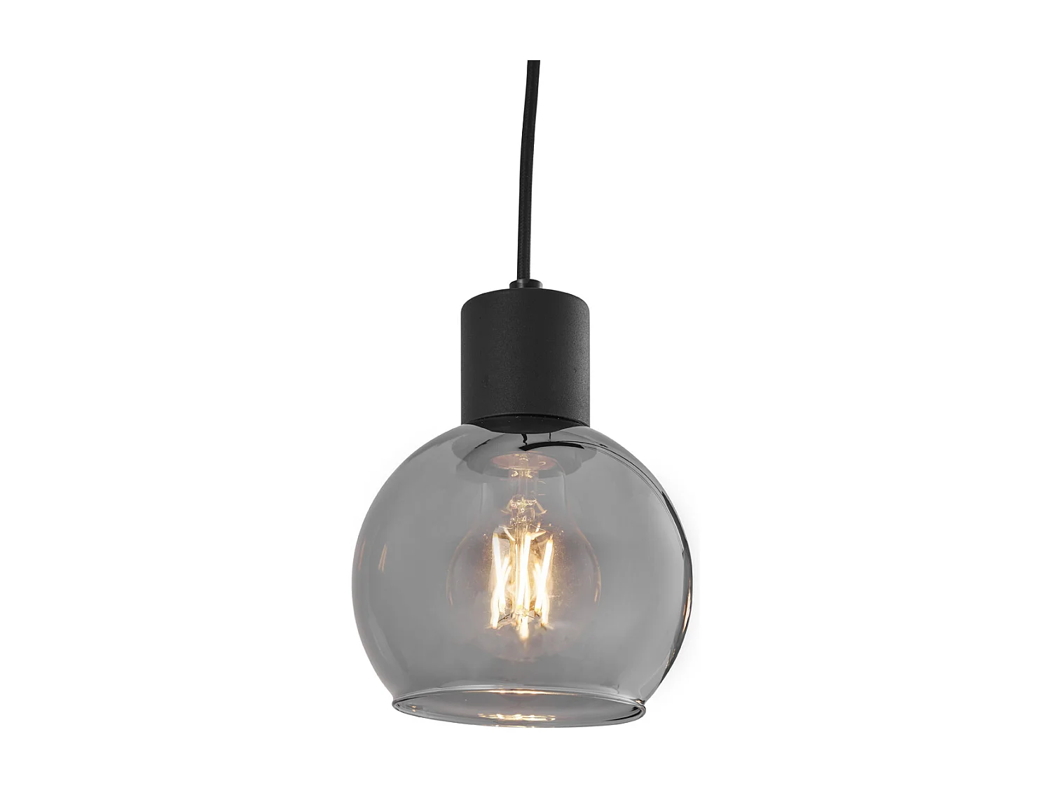 Lampe à suspension Art Déco noire avec verre fumé allongé 4 lumières - Vidro