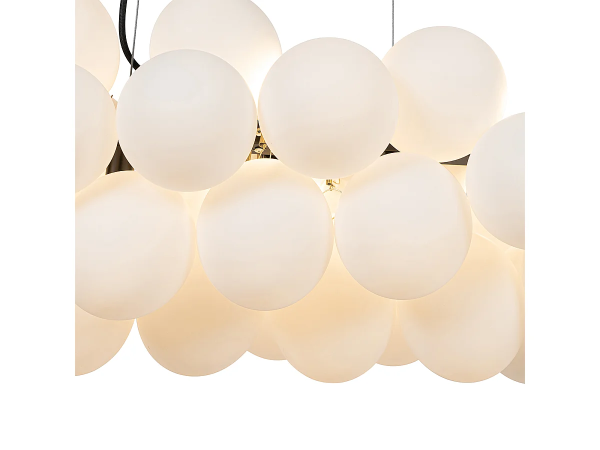 Lampe à suspension noire avec verre opale 8 lumières allongée - Uvas