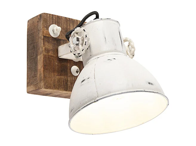 Spot industriel blanc avec bois de manguier 18 cm - Mangues