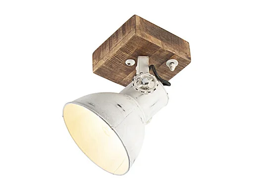 Spot industriel blanc avec bois de manguier 18 cm - Mangues