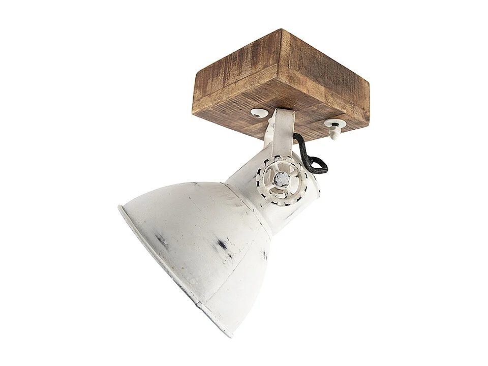 Spot industriel blanc avec bois de manguier 18 cm - Mangues