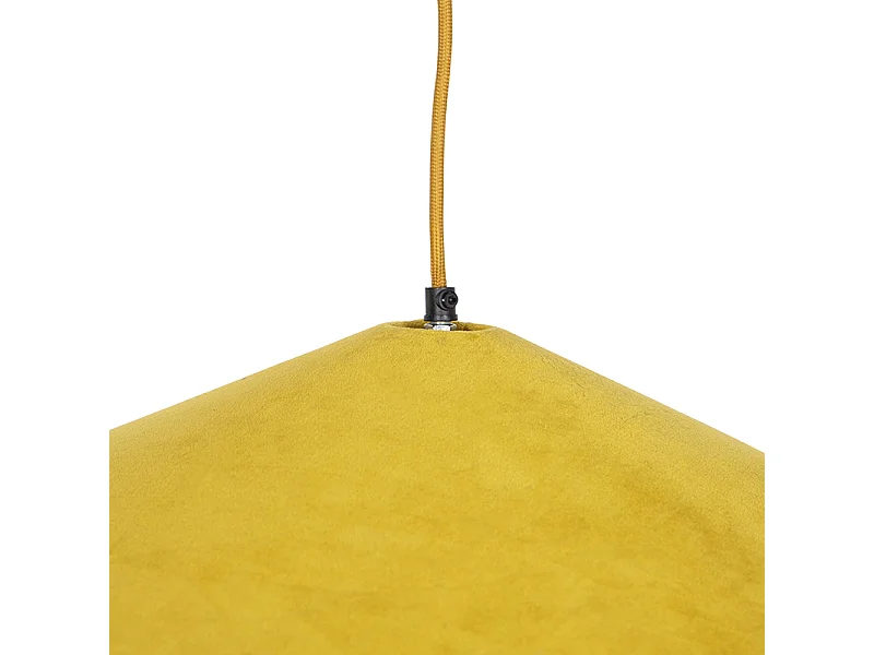 Suspension style campagnard velours jaune et rotin 60 cm - Frills Can