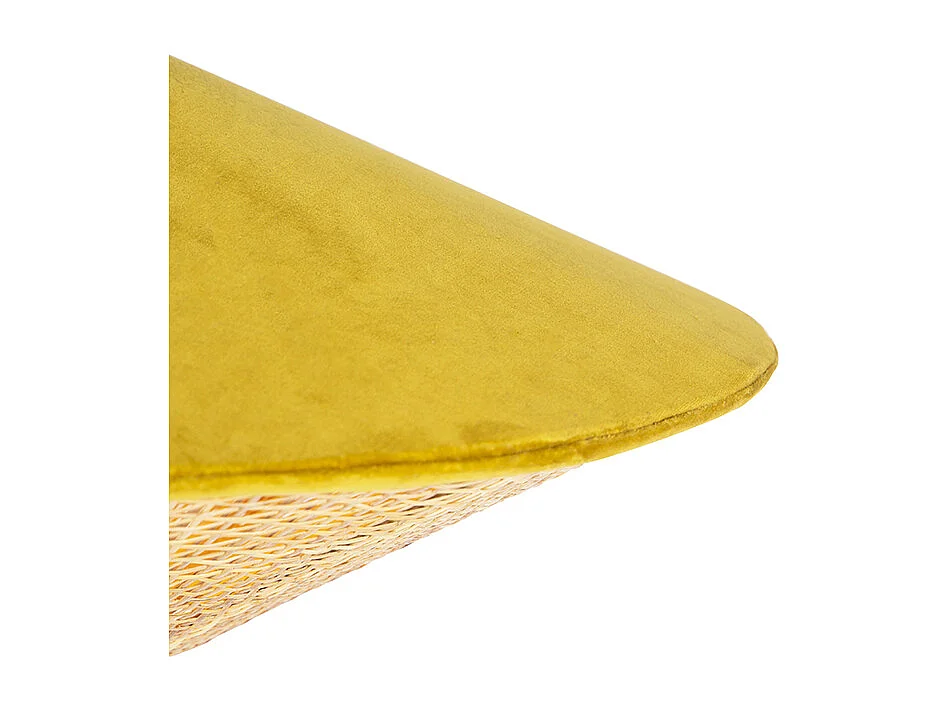 Suspension rustique en velours jaune et rotin 60 cm - Frills Can