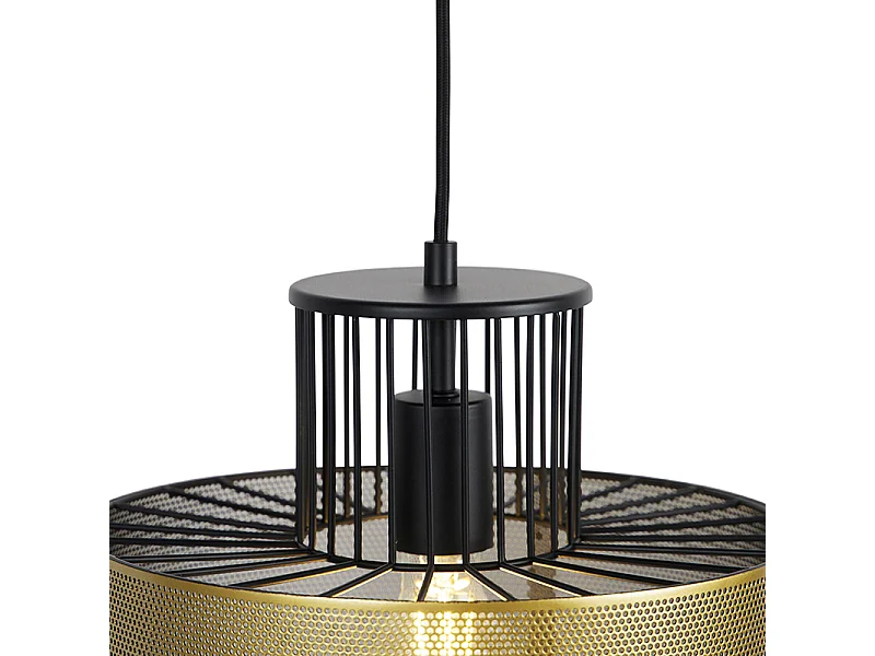 Lampe à suspension design or avec noir 30 cm - Tess