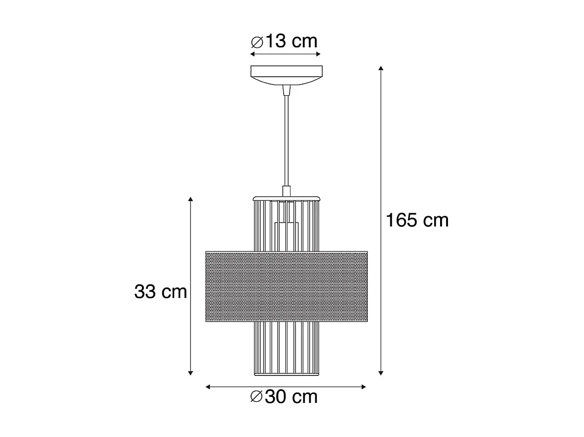 Lampe à suspension design or avec noir 30 cm - Tess