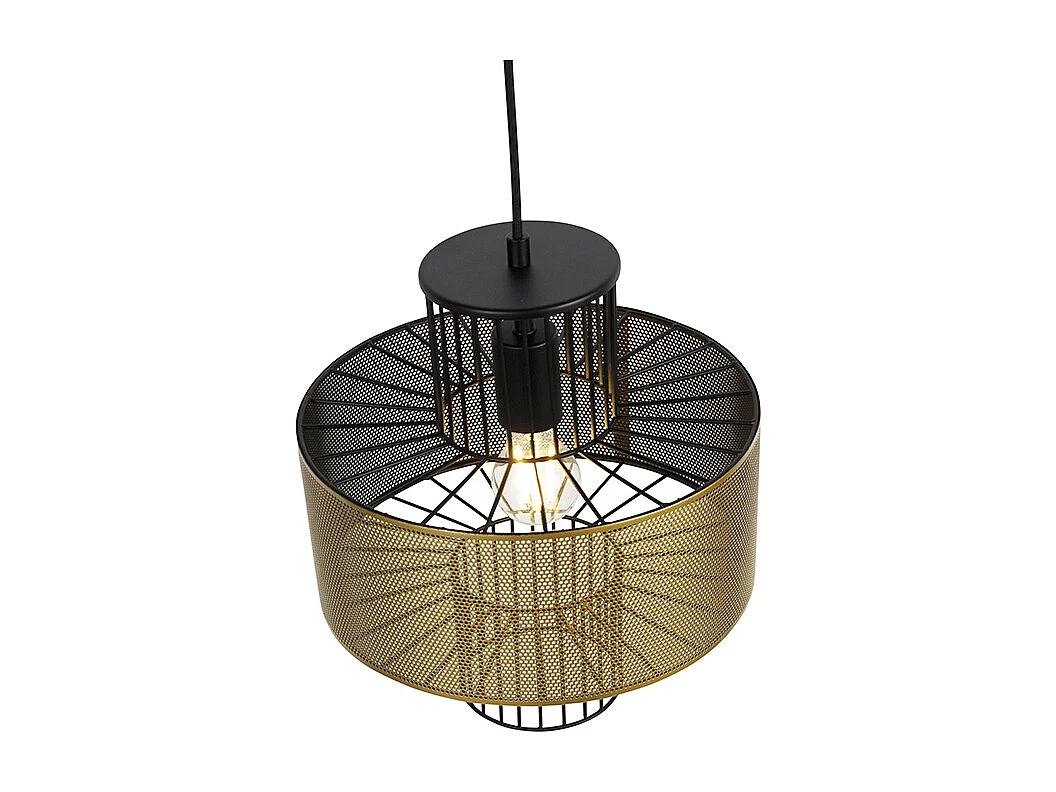 Lampe à suspension design or avec noir 30 cm - Tess