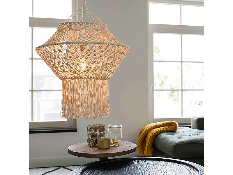 Lampe à suspension Country macramé 90 cm - String