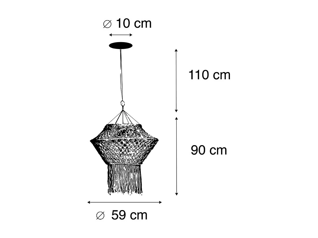 Lampe à suspension Country macramé 90 cm - String