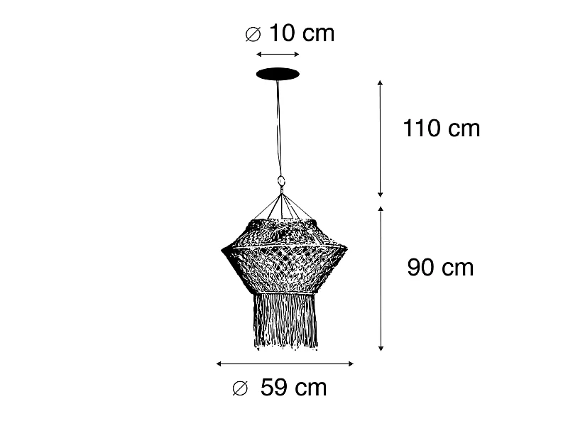 Suspension rustique en macramé 90 cm - String