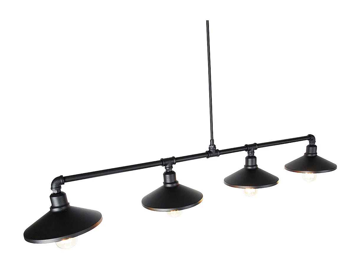Suspension industrielle noire à 4 lumières - Laser