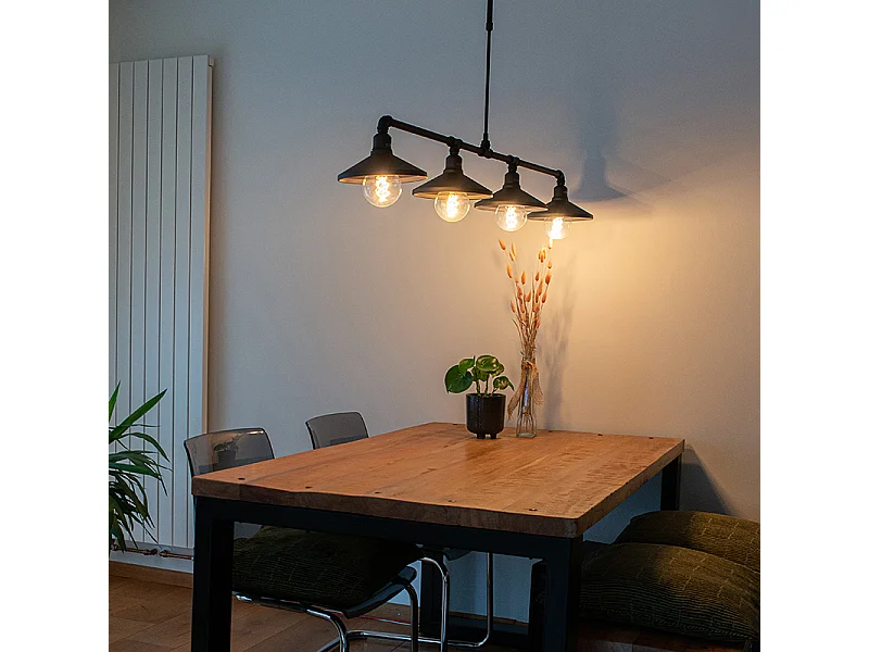 Suspension industrielle noire - 4 Laser