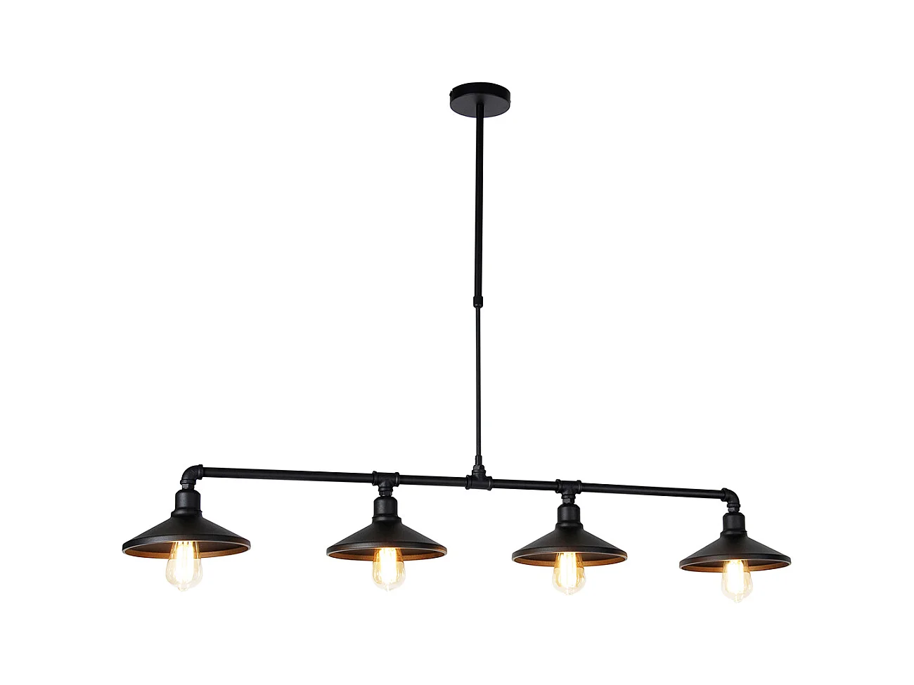 Suspension industrielle noire à 4 lumières - Laser