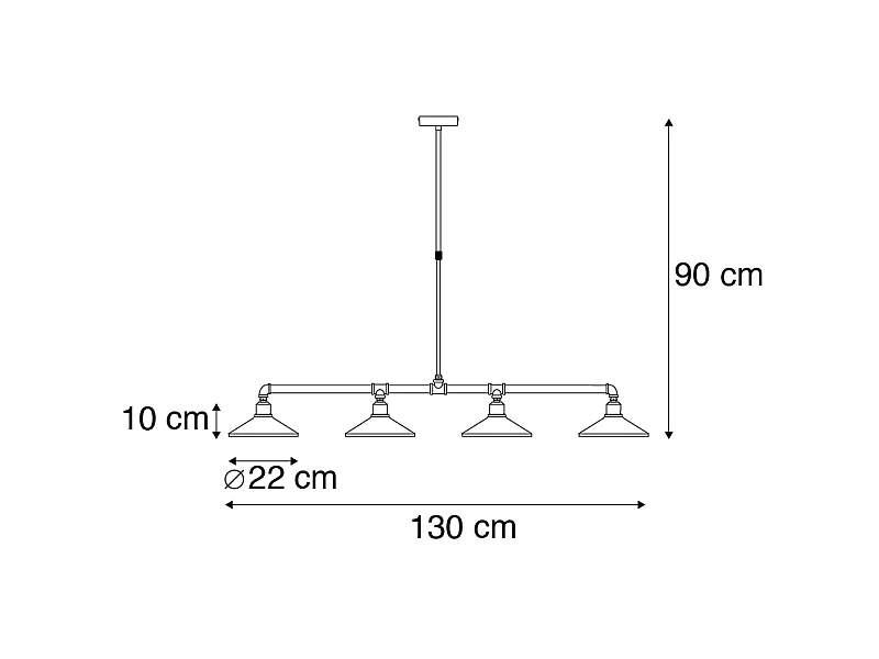 Suspension industrielle noire - 4 Laser