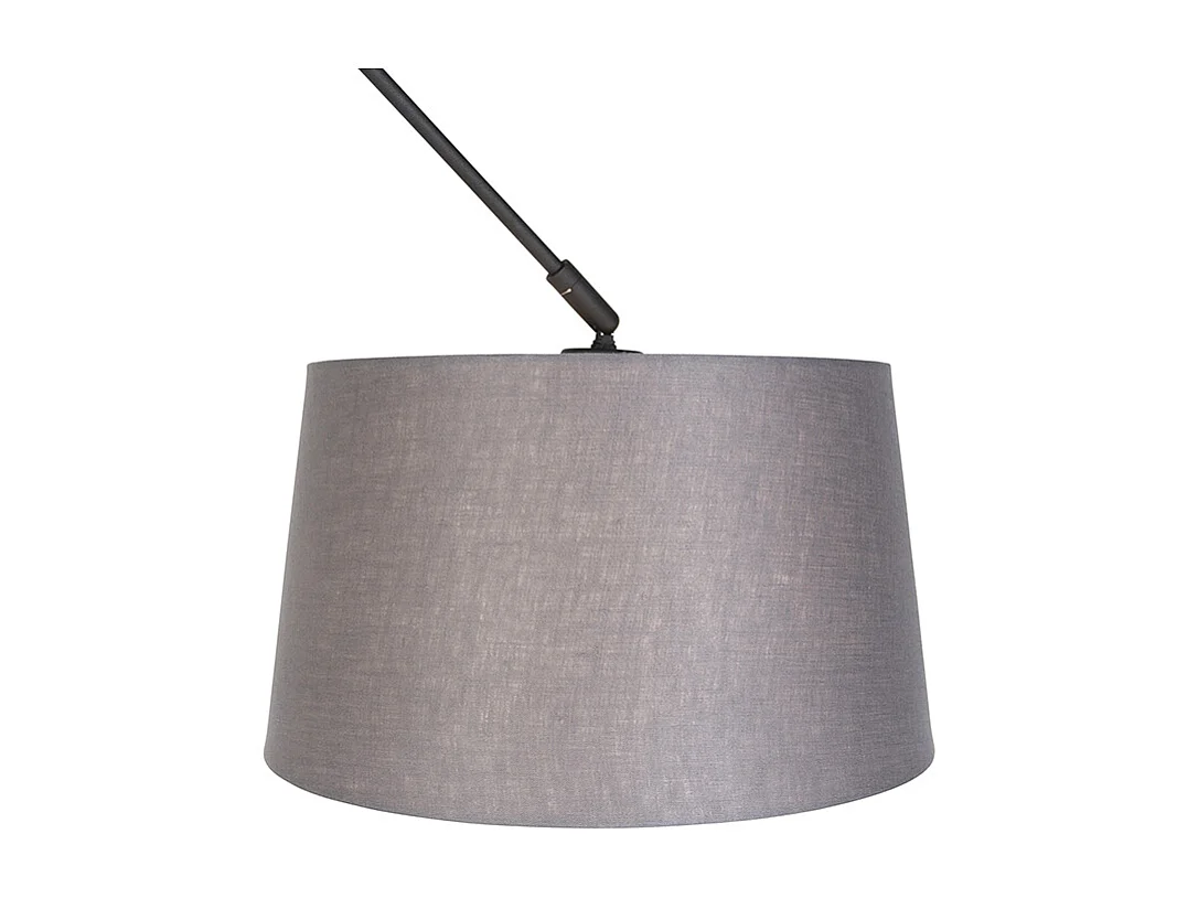 Suspension avec abat-jour en lin gris foncé 35 cm - Blitz I noir