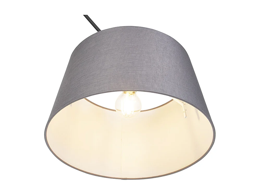 Suspension noire avec abat-jour en lin gris foncé 35 cm - Blitz