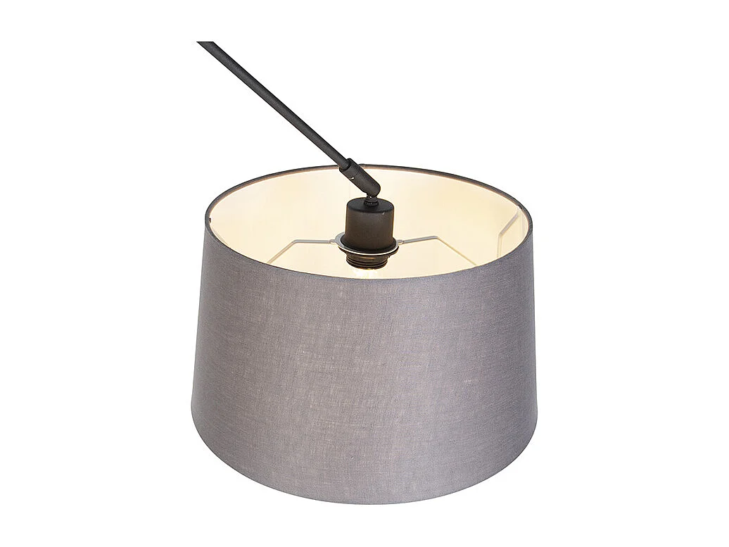 Suspension noire avec abat-jour en lin gris foncé 35 cm - Blitz