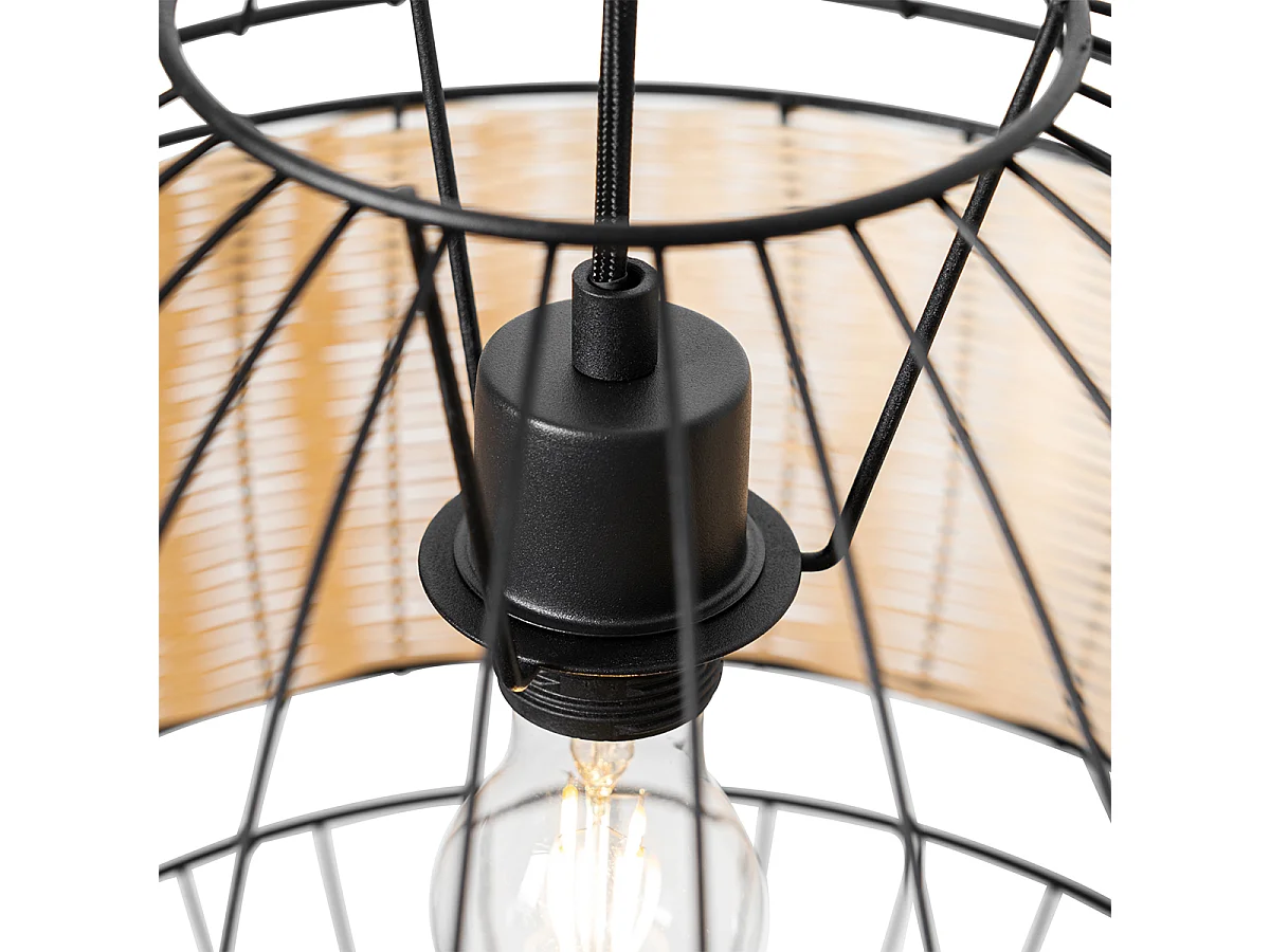 Suspension orientale noire avec rotin 38 cm - Emir
