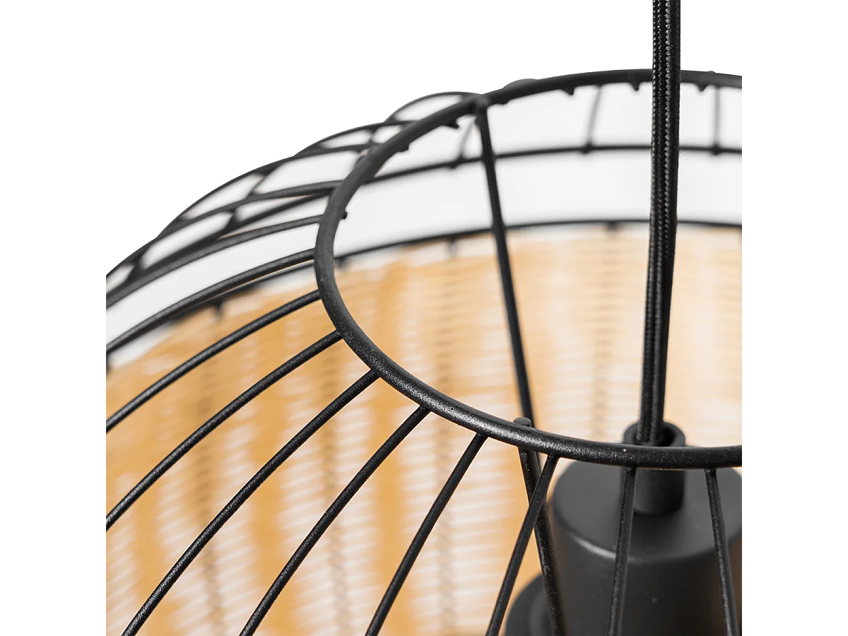 Suspension orientale noire avec rotin 38 cm - Emir