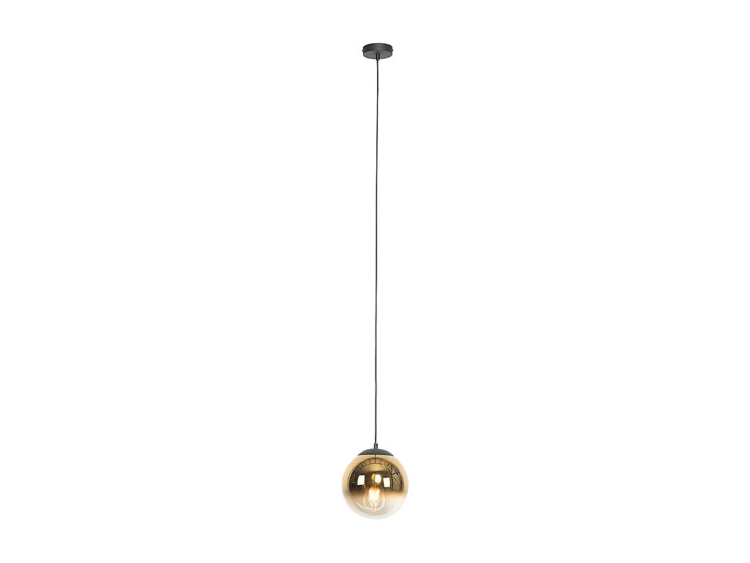 Suspension Art Déco noire avec verre doré 20 cm - Pallon