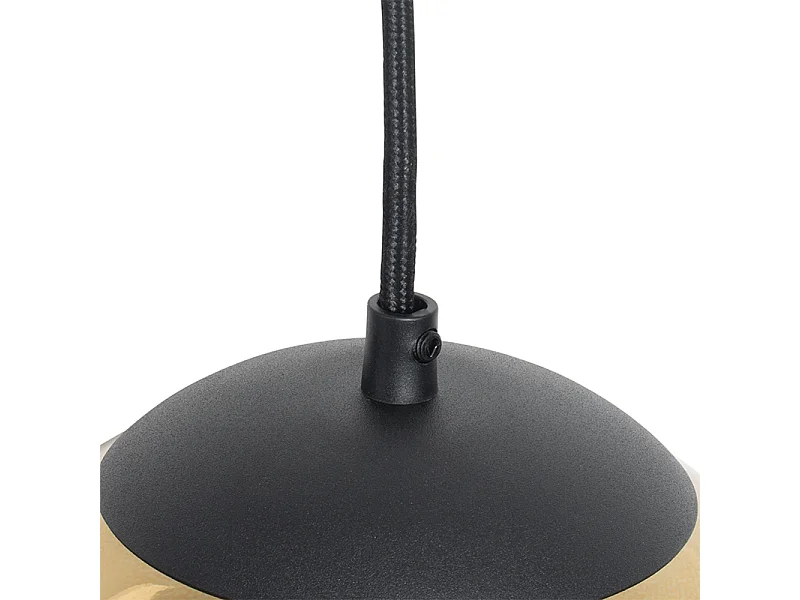 Suspension Art Déco noire avec verre doré 20 cm - Pallon